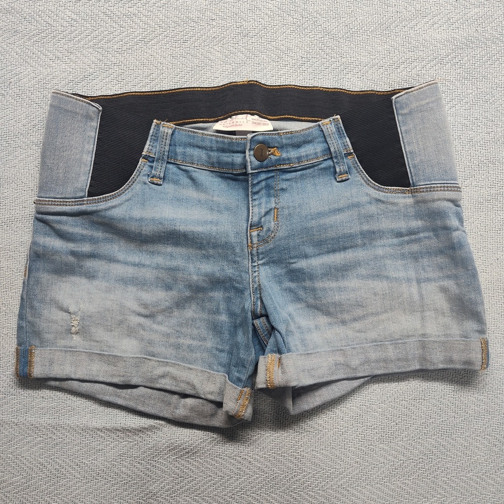 Isabel Maternity Midi Short size 4 stretch cuffed hems blue jeans